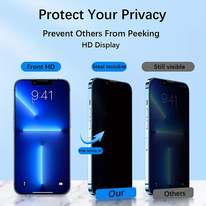3pcs Privacy Screen Protectors for iPhone 15/14/13/12/11 Pro, XS Max & More - Full Coverage Anti-Spy Tempered Glass Film