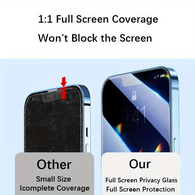 3pcs Privacy Screen Protectors for iPhone 15/14/13/12/11 Pro, XS Max & More - Full Coverage Anti-Spy Tempered Glass Film