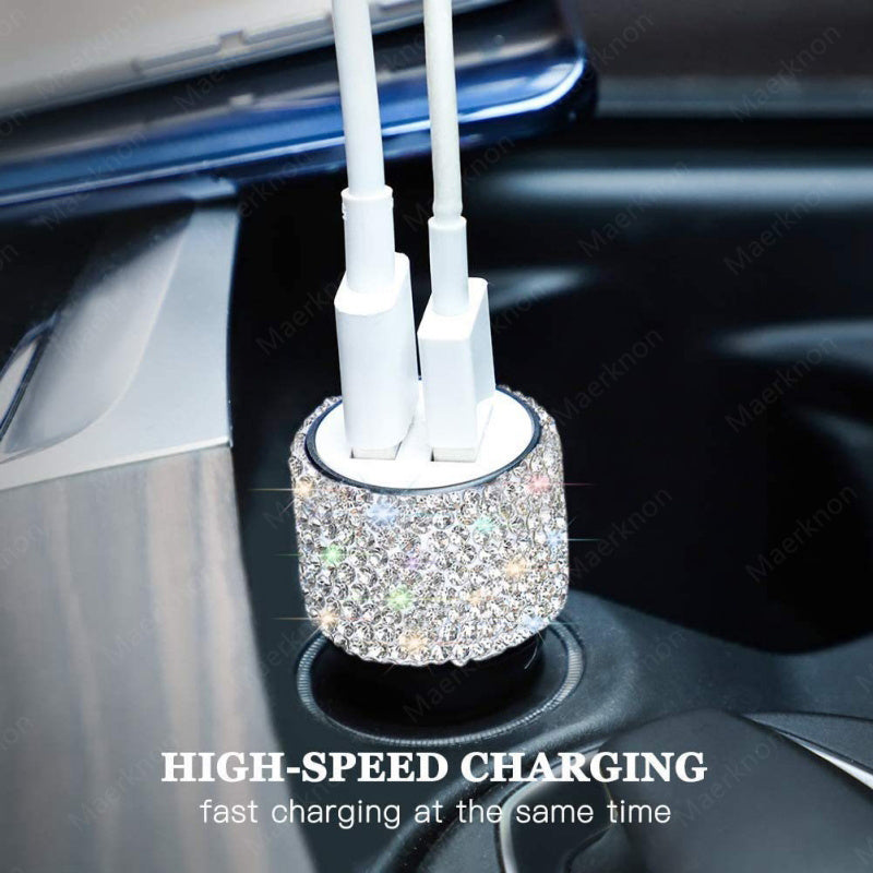 Dual USB Car Charger Blingusb Fast Charging Mobile Phone Adapter on Car IPhone 5V2.1A Dual -end Port Vehicle