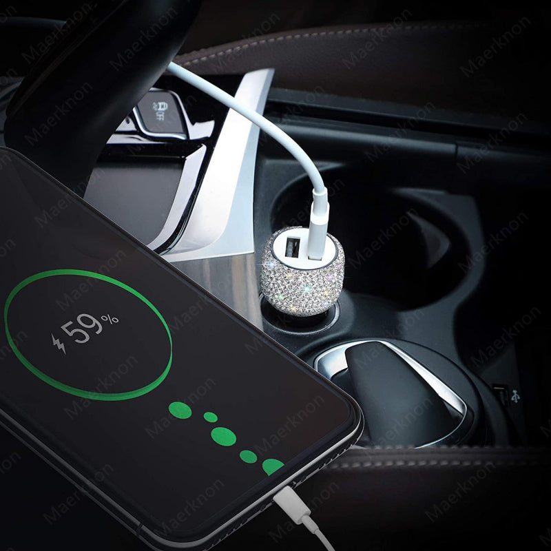 Dual USB Car Charger Blingusb Fast Charging Mobile Phone Adapter on Car IPhone 5V2.1A Dual -end Port Vehicle