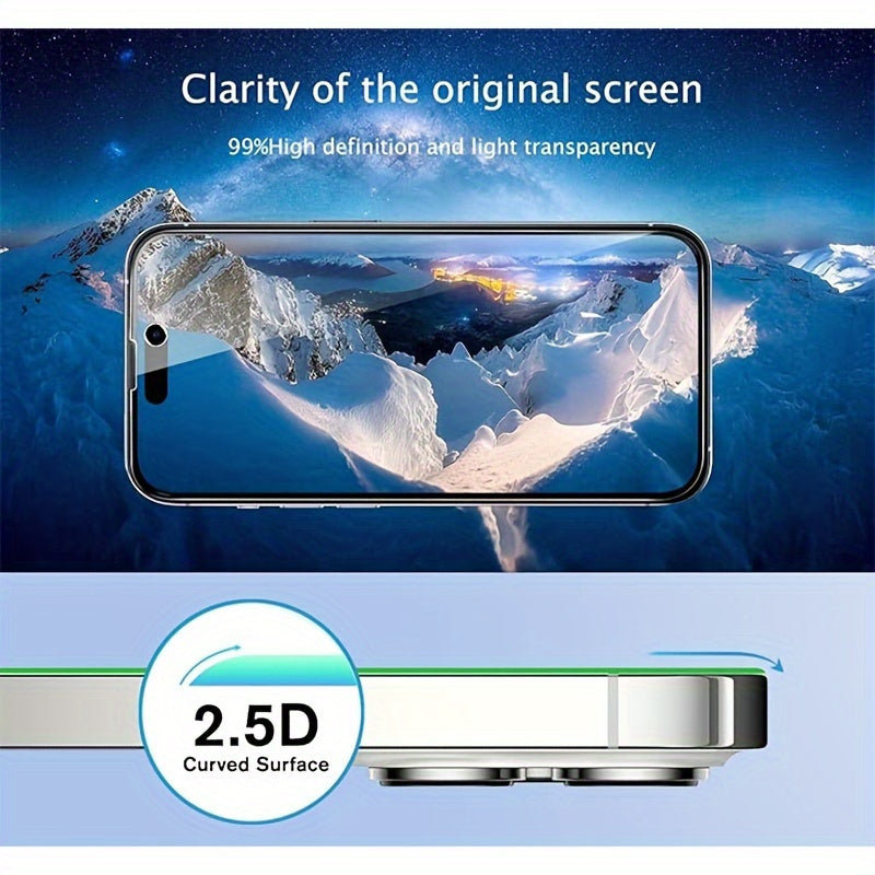 3pcs Privacy Tempered Glass Screen Protection Film and Camera Lens Protector, Suitable for iPhone 16/15/14/13/12/11-/Pro/plus/Pro Max/X/XS/XRProtect Your Privacy and Keep Your Phone Safe