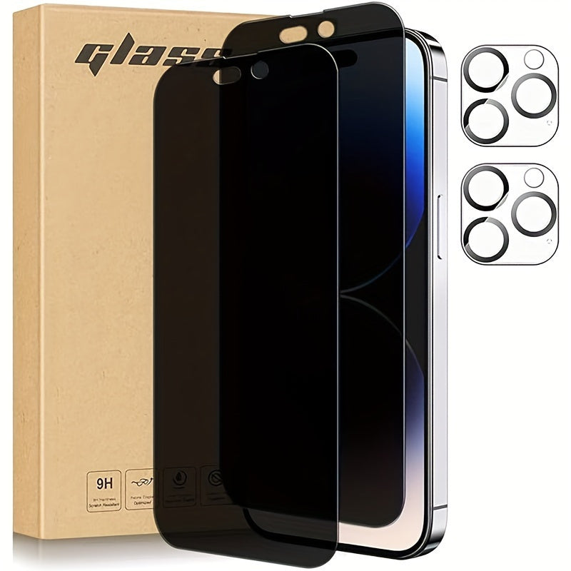 3pcs Privacy Tempered Glass Screen Protection Film and Camera Lens Protector, Suitable for iPhone 16/15/14/13/12/11-/Pro/plus/Pro Max/X/XS/XRProtect Your Privacy and Keep Your Phone Safe