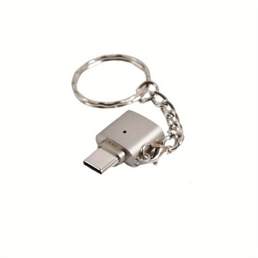 USB-C OTG Adapter with Keychain - High-Speed USB 3.0 to Type-C Memory Card Reader for Smartphones, Portable & Mini, Data Transfer, Plastic, No Battery Required, Supports 0-5W Power Input/Output